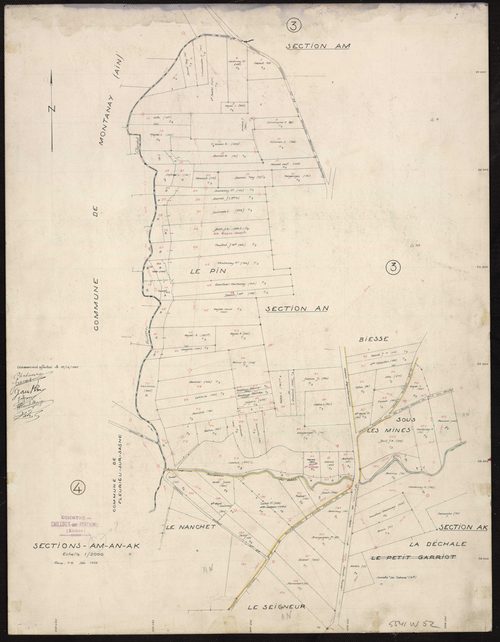 Sections AM, AN, AK. Levé effectué en décembre 1955 : planchette n°4.