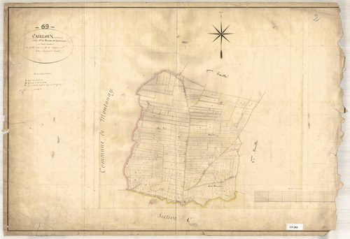 Section B dite de Biesse et des Mines, feuille n°1 (parcelles 1-182).