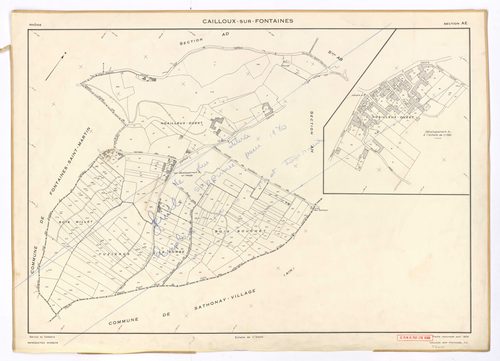 Section AE. Feuille renouvelée pour 1959. Feuille supprimée pour 1980.