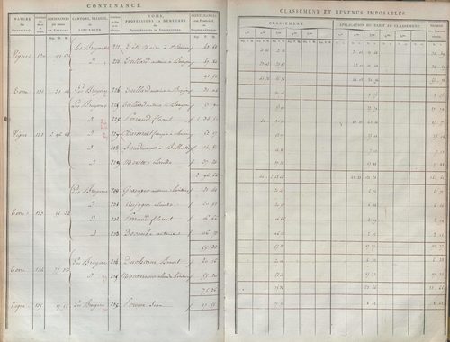 État de sections et matrice de rôle de la contribution foncière.