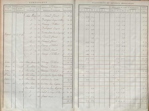 État de sections et matrice de rôle de la contribution foncière.