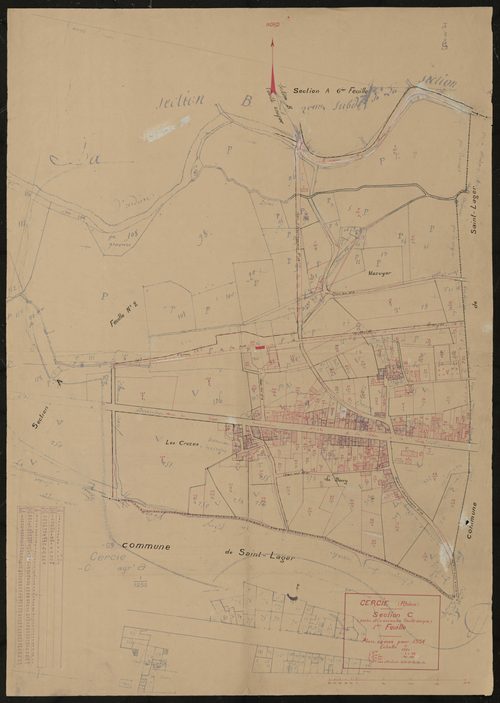 Section C 1ère feuille (partie de l'ancienne feuille unique). Plan révisé pour 1934.