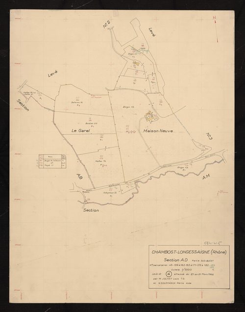 Section AD : partie Sud-Ouest. Levé n°4 effectué du 21 au 31 mars 1962.