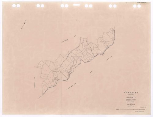 Section B feuille unique (partie de l'ancienne feuille B1). Cadastre révisé pour 1938. Feuille créée pour 1989.