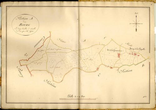 Section A dite du Bourg, feuille n°2 (parcelles 223-328).