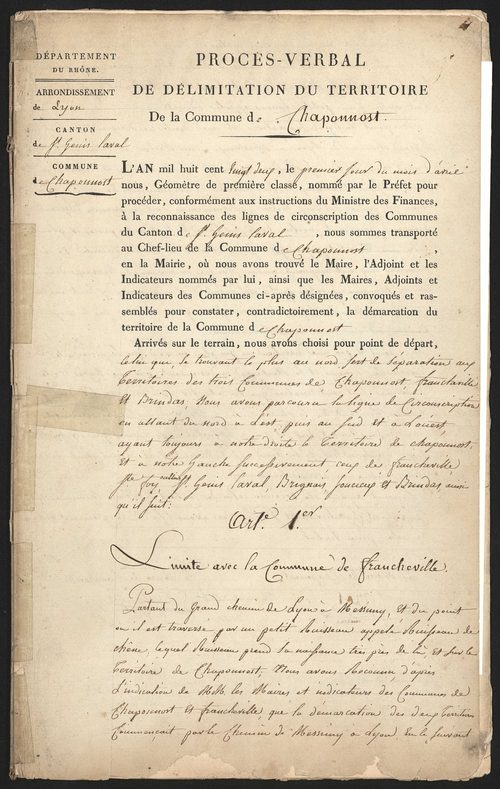 Chaponost, 1er avril 1822.