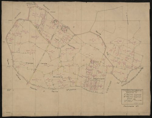Section D 1ère feuille partie, 2e feuille partie. Levé effectué du 3 septembre au 8 octobre 1947 : planchette n°1.