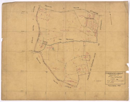 Section D 1ère feuille partie. Levé effectué du 9 au 31 octobre 1947 : planchette n°2.