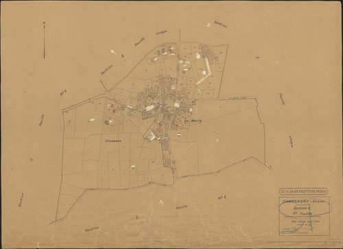 Section C 1ère feuille (parties des anciennes feuilles sections C, E, F). Plan révisé pour 1934.