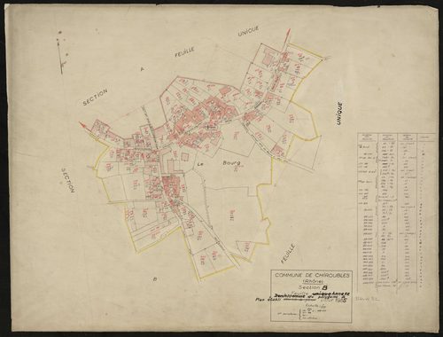Section B feuille annexe : développement du polygone A. Plan établi pour 1955.