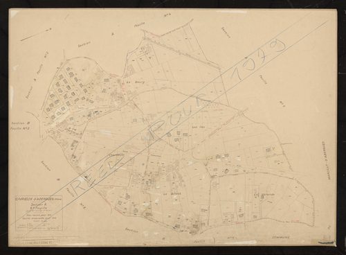 Section A feuille n°6 (partie de l'ancienne 2e feuille). Plan révisé pour 1931. Feuille renouvelée pour 1938. Rééditée pour 1979.