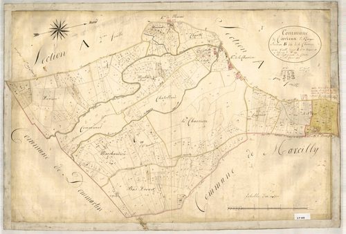 Section B dite de la Charrière, feuille unique (parcelles 1-491) : une partie de la section est attribuée à la section A, 1ère feuille, de Marcilly-d'Azergues.