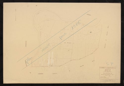 Section A feuille n°3. Plan révisé pour 1931. Feuille renouvelée pour 1938. Plan réédité pour 1986.