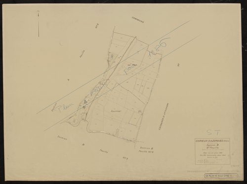 Section B feuille n°4 (partie de l'ancienne feuille unique). Plan révisé pour 1931. Feuille renouvelée pour 1942. Plan réédité pour 1986.