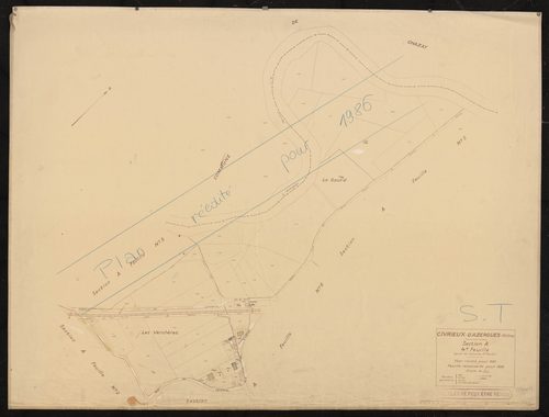 Section A feuille n°4. Plan révisé pour 1931. Feuille renouvelée pour 1938. Plan réédité pour 1986.