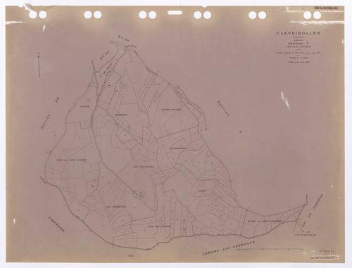 Section T feuille unique. Feuille dressée en 1811, mise à jour pour 1971. Edition à jour pour 1983.