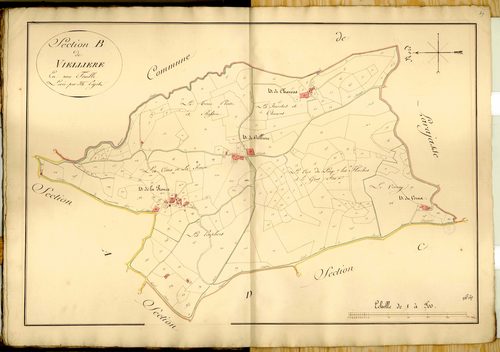 Section B dite de Viellière, feuille unique (parcelles 1-231).