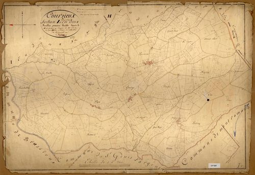 Section I dite de Pomerieux, feuille n°1 (parcelles 1-708).