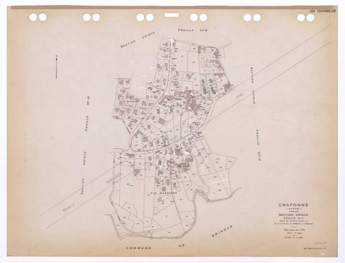 Section unique 11e feuille (ancienne section A de la commune de Grézieu-la Varenne partie de l'ancienne 3e feuille). Plan révisé pour 1935. 3e édition pour 1979. Plan annulé : remanié pour 1990.