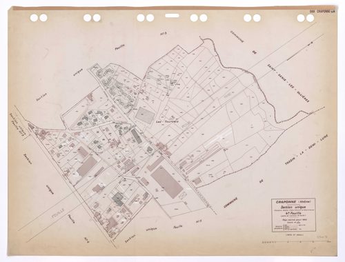 Section unique 4e feuille (ancienne section A de la commune de Grézieu-la Varenne partie de l'ancienne 2e feuille). Plan révisé pour 1935. 3e édition pour 1979. Plan annulé : remanié pour 1990.