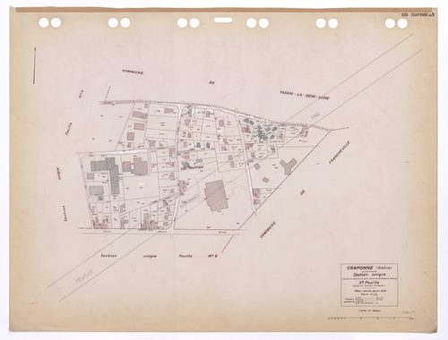 Section unique 5e feuille (ancienne section A de la commune de Grézieu-la Varenne partie de l'ancienne 2e feuille). Plan révisé pour 1935. 3e édition pour 1979. Plan annulé : remanié pour 1990.