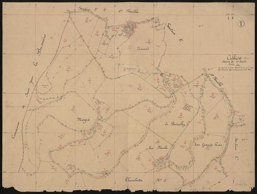 Section D 2e feuille. Levé effectué du 8 au 30 juin 1944 : planchette n°1.