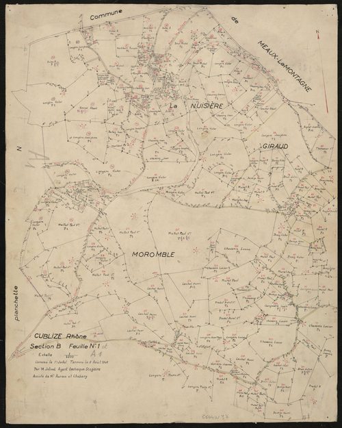 Section A feuille n°1, section B feuille n°1. Levé effectué du 1er juillet au 9 août 1946 : planchette.