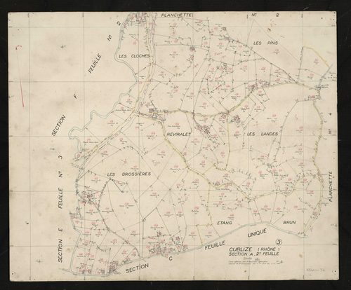 Recto : section A 2e feuille. Levé effectué du 1er août au 1er octobre 1944 : planchette n°3.