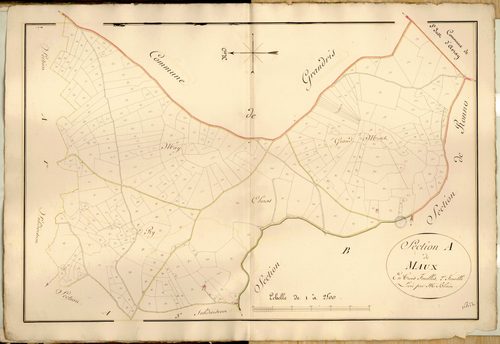 Section A dite de Maux, feuille n°2 (parcelles 556-894) : section rattachée à Meaux-la-Montagne en 1844.