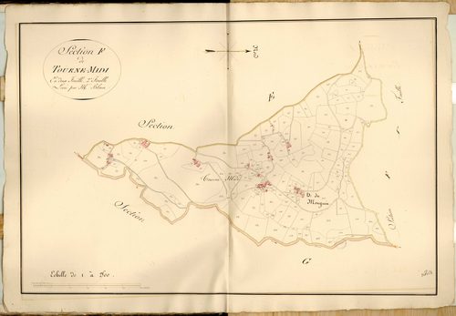 Section F dite de Tourne-Midy, feuille n°2 (parcelles 327-546).