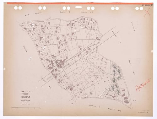 Section B 1ère feuille. Plan révisé pour 1936. 3e édition pour 1980. Plan annulé : feuille remaniée pour 1984.