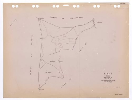 Section D feuille n°1. Feuille dressée en 1818, révisée pour 1969. Edition à jour pour 1984.