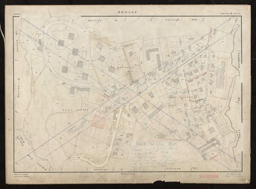 Section B feuille n°3. Plan établi pour 1953. Réédité pour 1976.