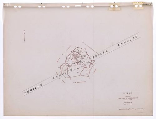 Tableau d'assemblage (TA). Cadastre révisé pour 1932. Edition à jour pour 1986. Feuille annulée, remaniement pour 1996.