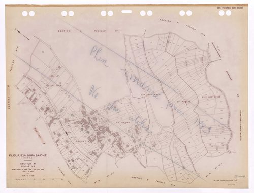 Section B 3e feuille. Feuille dressée en 1828, mise à jour pour 1932. 3e édition à jour pour 1980. Feuille supprimée pour 1989 pour remaniement.