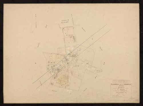 Section C (ancienne section C et partie des anciennes sections A et B), 1ère feuille (partie de l'ancienne 2e feuille de la section A, 2e feuille de la section B et feuille unique de la section C). Cadastre révisé pour 1938. Réédité pour 1982.
