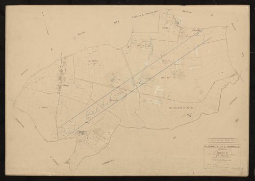 Section C (ancienne section C et partie des anciennes sections A et B), 2e feuille (partie de l'ancienne feuille unique). Cadastre révisé pour 1938. Réédité pour 1982.