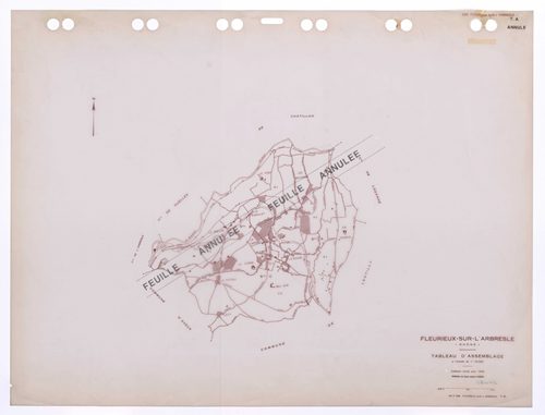Tableau d'assemblage (TA). Cadastre révisé pour 1938. Edition à jour pour 1985. Plan annulé.