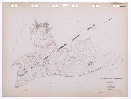 Section A 1ère feuille. Cadastre révisé pour 1938. Edition à jour pour 1985. Plan annulé.