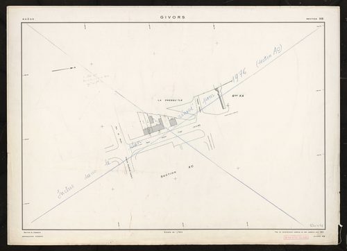 Section XB. Plan de remembrement substitué au plan cadastral pour 1963. Inclus dans le plan rénové pour 1976 en section AO.