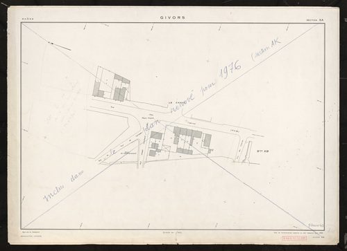 Section XA. Plan de remembrement substitué au plan cadastral pour 1963. Inclus dans le plan rénové pour 1976 en section AK.