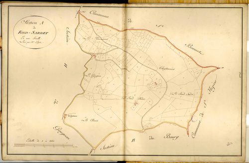 Section A dite de Font-Sardet, feuille unique : section rattachée à Meaux-la-Montagne en 1844.