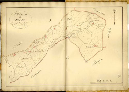 Section B dite du Bourg, feuille n°3 (parcelles 401-604).
