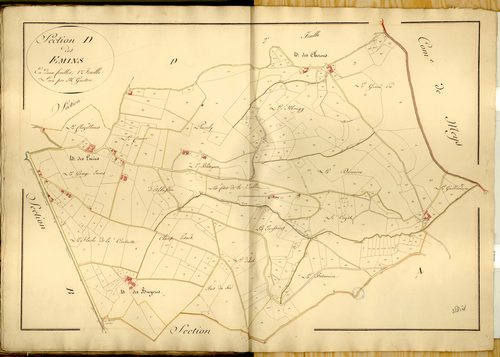 Section D dite des Emins, feuille n°1 (parcelles 1-421).
