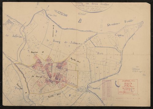 Section B 2e feuille (partie de l'ancienne 1ère feuille). Plan révisé pour 1937.