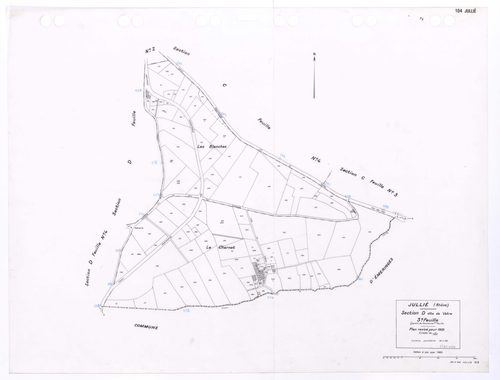 Section D dite de Vâtre 3e feuille (partie de l'ancienne 1ère feuille). Plan révisé pour 1935. Edition à jour pour 1983.