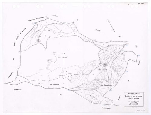 Section A dite des Raffins feuille unique. Plan révisé pour 1935. Edition à jour pour 1983.