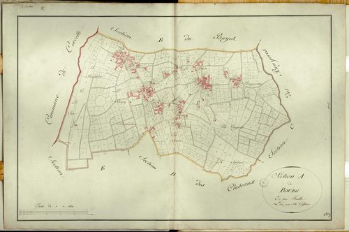 Section A dite du Bourg (parcelles 1-877), feuille unique.