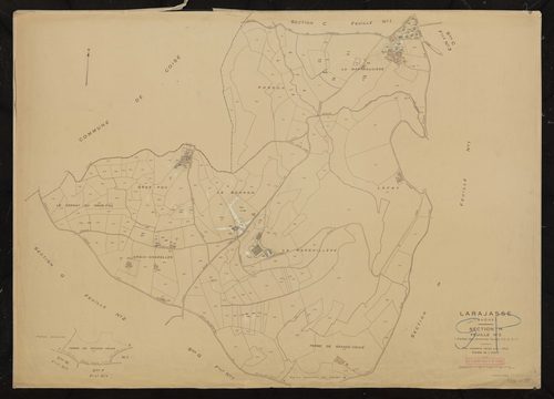 Section H feuille n°2 (partie des anciennes feuilles H2 et C1). Plan cadastral révisé pour 1952.