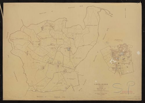 Section C feuille n°1 (partie des anciennes 1ère et 2e feuille). Plan cadastral révisé pour 1952.